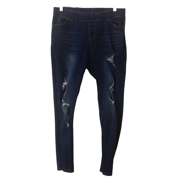 JVINI Fashion Women's Blue Jean Jegging Distressed Skinny High-Rise, Size 1XL - Picture 1 of 8
